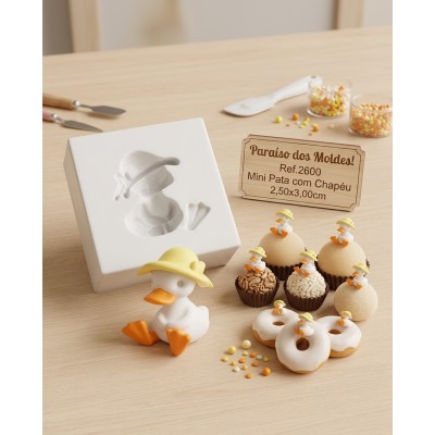 Molde de Silicone Mini Pata com Chapéu 2600 Confeitaria Biscuit