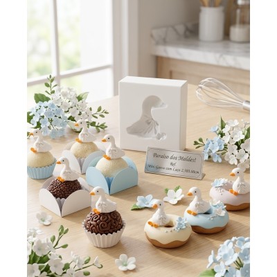 Molde de Silicone Mini Ganso com Chapéu 2601 Confeitaria Biscuit