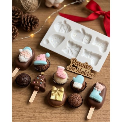 Molde de Silicone Confeitaria E Biscuit Kit Natal Charmoso 1650