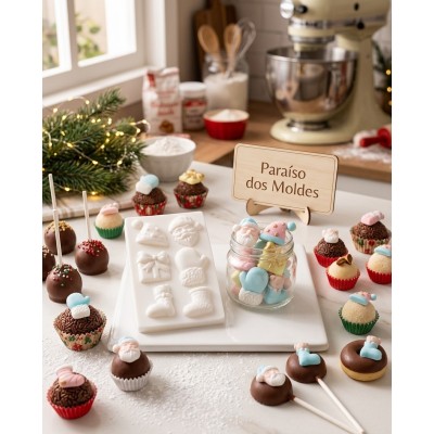 Molde de Silicone Confeitaria E Biscuit Kit Natal Charmoso 1650