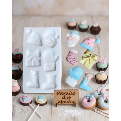 Molde de Silicone Confeitaria E Biscuit Kit Natal Charmoso 1650