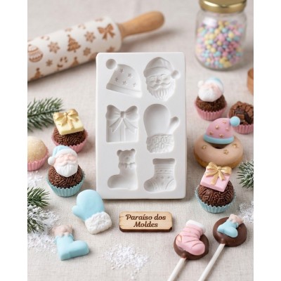Molde de Silicone Confeitaria E Biscuit Kit Natal Charmoso 1650