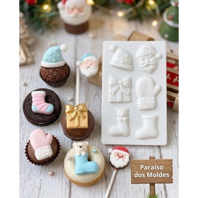 Molde de Silicone Confeitaria E Biscuit Kit Natal Charmoso 1650
