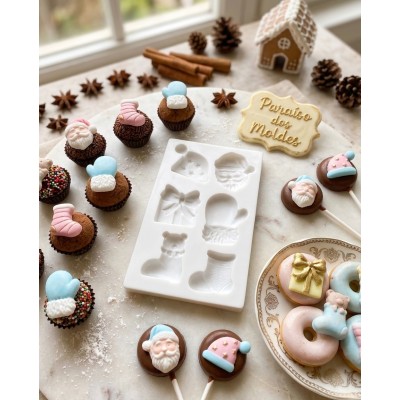 Molde de Silicone Confeitaria E Biscuit Kit Natal Charmoso 1650