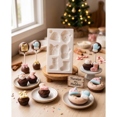Molde de Silicone Confeitaria E Biscuit Kit Natal Charmoso 1650