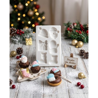 Molde de Silicone Confeitaria E Biscuit Kit Natal Charmoso 1650