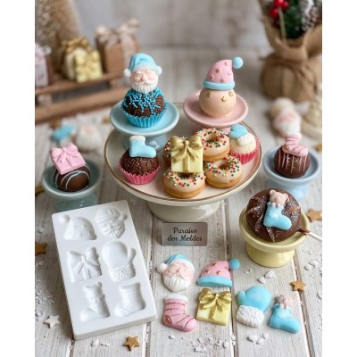 Molde de Silicone Confeitaria E Biscuit Kit Natal Charmoso 1650