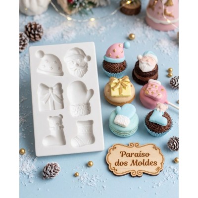 Molde de Silicone Confeitaria E Biscuit Kit Natal Charmoso 1650