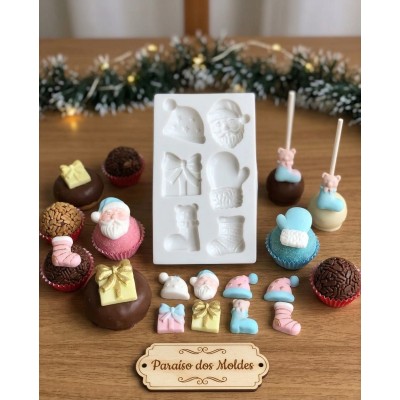 Molde de Silicone Confeitaria E Biscuit Kit Natal Charmoso 1650