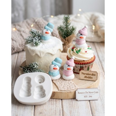 Molde de Silicone Confeitaria e Biscuit Boneco De Neve Cute 346