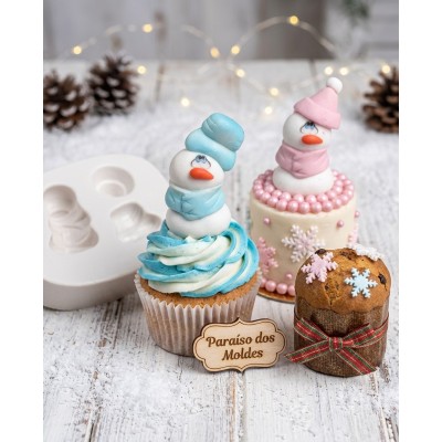 Molde de Silicone Confeitaria e Biscuit Boneco De Neve Cute 346