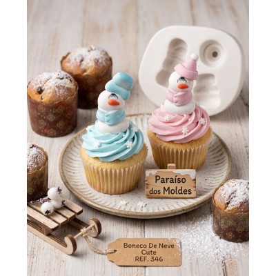 Molde de Silicone Confeitaria e Biscuit Boneco De Neve Cute 346