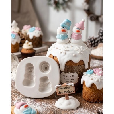 Molde de Silicone Confeitaria e Biscuit Boneco De Neve Cute 346