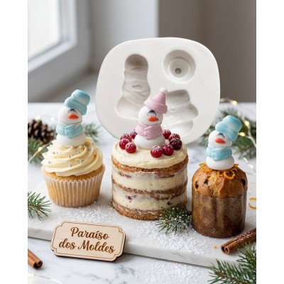 Molde de Silicone Confeitaria e Biscuit Boneco De Neve Cute 346