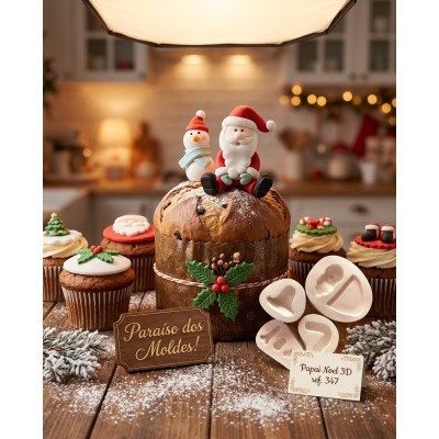 Molde de Silicone Confeitaria e Biscuit Papai Noel 3D - 347