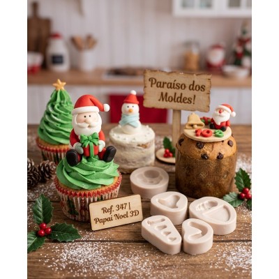 Molde de Silicone Confeitaria e Biscuit Papai Noel 3D - 347