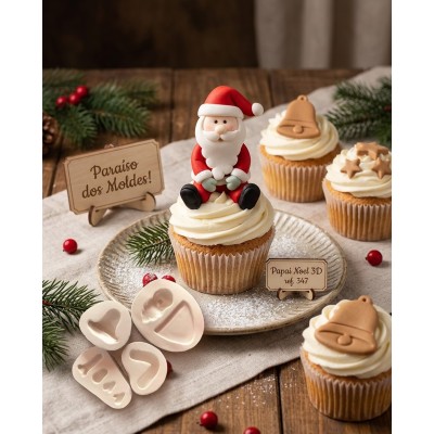 Molde de Silicone Confeitaria e Biscuit Papai Noel 3D - 347