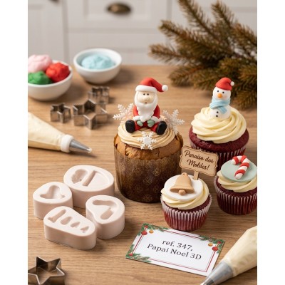 Molde de Silicone Confeitaria e Biscuit Papai Noel 3D - 347