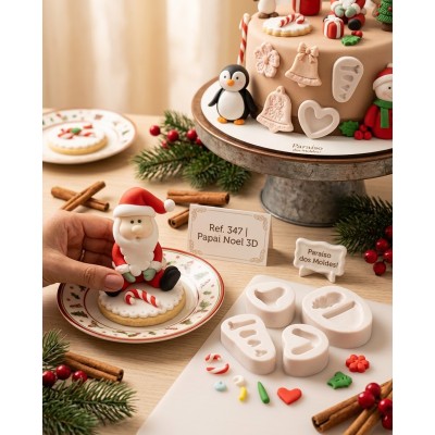 Molde de Silicone Confeitaria e Biscuit Papai Noel 3D - 347