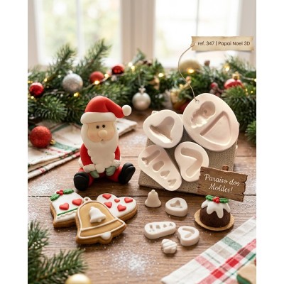 Molde de Silicone Confeitaria e Biscuit Papai Noel 3D - 347