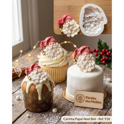 Molde de Silicone Carinha Papai Noel Biel - 918