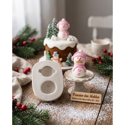 Molde de Silicone para Confeitaria e Biscuit Boneco De Neve Mila 3D