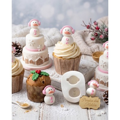 Molde de Silicone para Confeitaria e Biscuit Boneco De Neve Mila 3D