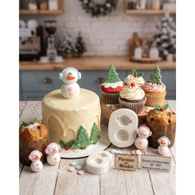 Molde de Silicone para Confeitaria e Biscuit Boneco De Neve Mila 3D