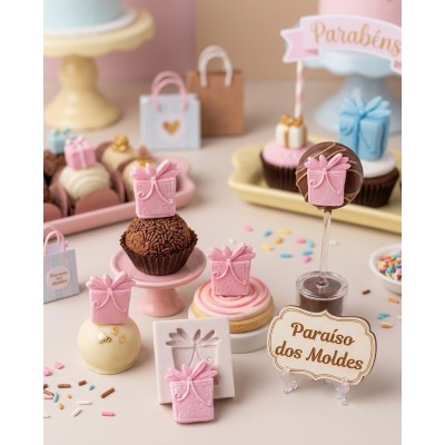 Molde de Silicone para Confeitaria e Biscuit Caixa de Presente - 994