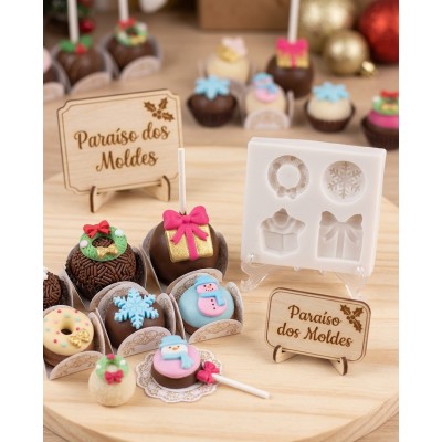 Molde Silicone Confeitaria e Biscuit Miniaturas Natalinas 1053