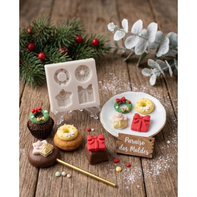 Molde Silicone Confeitaria e Biscuit Miniaturas Natalinas 1053
