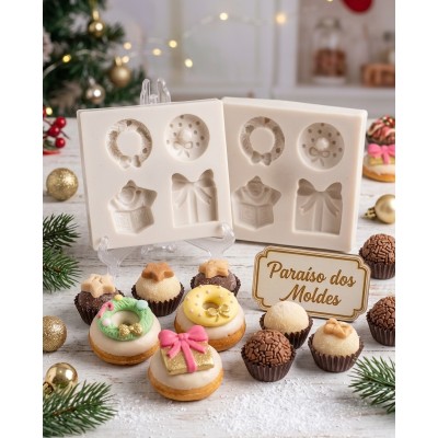Molde Silicone Confeitaria e Biscuit Miniaturas Natalinas 1053