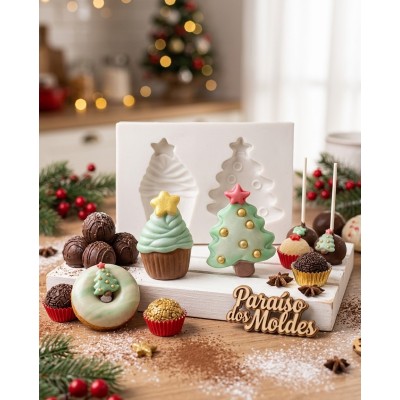 Molde de Silicone Confeitaria e Biscuit Mini Pinheiro Cute 1060