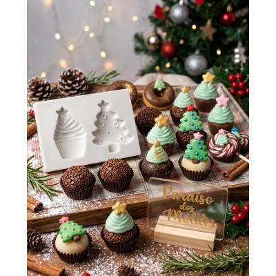 Molde de Silicone Confeitaria e Biscuit Mini Pinheiro Cute 1060