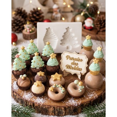 Molde de Silicone Confeitaria e Biscuit Mini Pinheiro Cute 1060