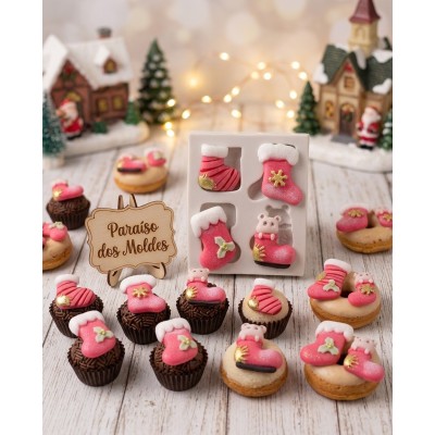 Molde de Silicone Botinhas Noel Cute - 1064