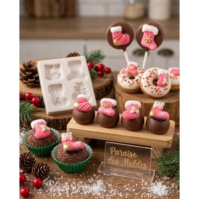 Molde de Silicone Botinhas Noel Cute - 1064