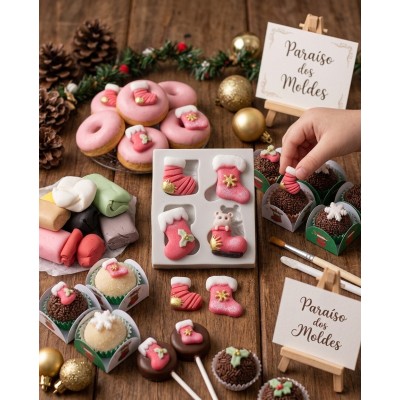 Molde de Silicone Botinhas Noel Cute - 1064