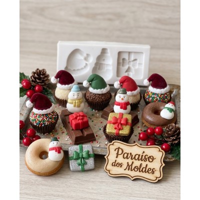Molde de Silicone Gorro/Snow/Presente - 1065