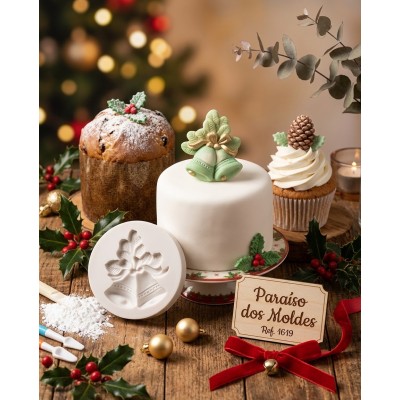 Molde de Silicone Confeitaria Dois Sinos e Laço 1619