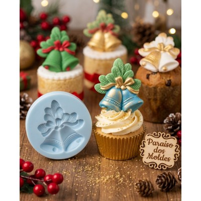 Molde de Silicone Confeitaria Dois Sinos e Laço 1619