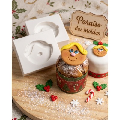 Molde de Silicone Confeitaria Carinha Biscoito Natal 1632