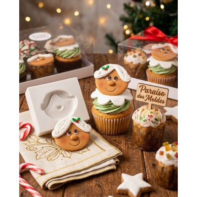 Molde de Silicone Confeitaria Carinha Biscoito Natal 1632