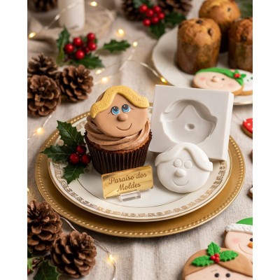 Molde de Silicone Confeitaria Carinha Biscoito Natal 1632