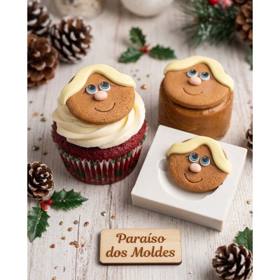 Molde de Silicone Confeitaria Carinha Biscoito Natal 1632