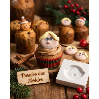 Molde de Silicone Confeitaria Carinha Biscoito Natal 1632