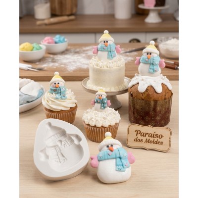 Molde de Silicone Confeitaria Boneco de Neve Encantado 1638