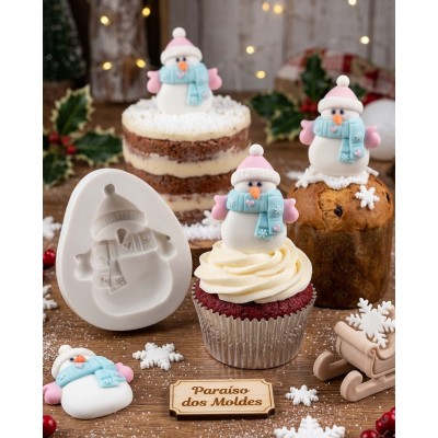 Molde de Silicone Confeitaria Boneco de Neve Encantado 1638