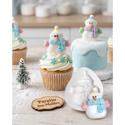Molde de Silicone Confeitaria Boneco de Neve Encantado 1638