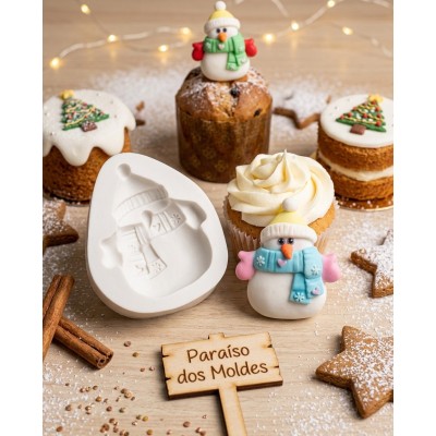 Molde de Silicone Confeitaria Boneco de Neve Encantado 1638